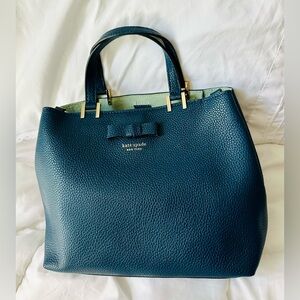 Kate Spade NY pebbled leather medium satchel navy blue